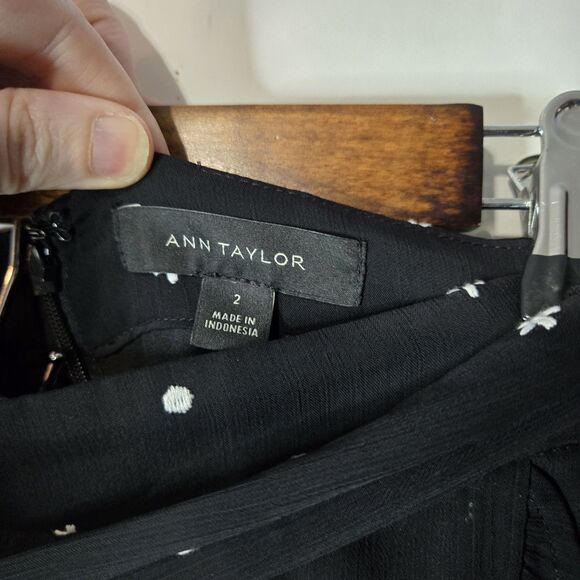 Ann Taylor Black Embroidered Ruffle Midi Skirt 2 - Picture 4 of 6